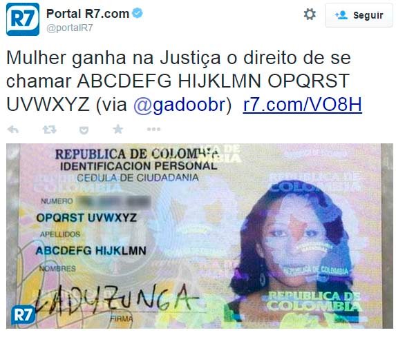 mulher ganha na justiça direito de se chamar abcdefg