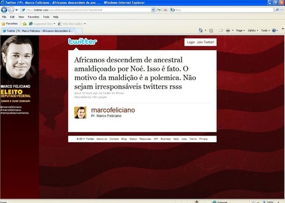 Manifestação publicada no twitter foi apagada pelo pastor