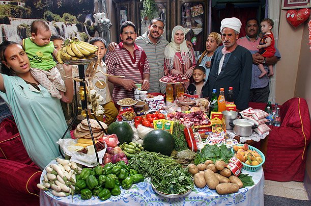 Egito: Família Ahmed do Cairo Gastos por semana: $ 68,53 Gostam de: Quiabo e carne de carneiro