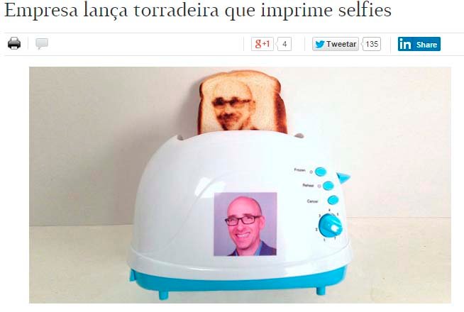 empresa lança torradeira que imprime selfies