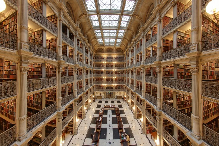 bibliotecas mais bonitas do mundo - George Peabody Library, Baltimore